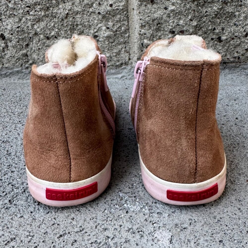 SEE KAI RUN Kassidy Shearling Boots Girls 12 Brown Zip Winter Boot Elastic Sides - Picture 4 of 11